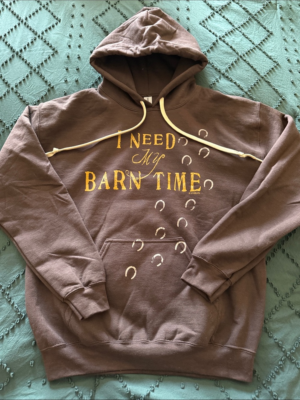 Barn Time Brown Graphic Hoodie with Gold Print